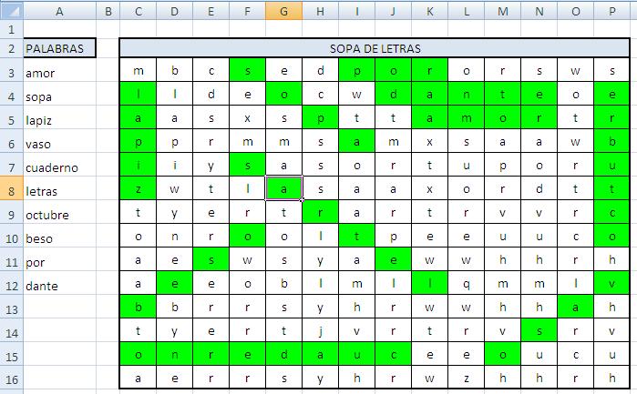Como Hacer Sopa De Letras En Excel Para Tus Clases Virtuales De Forma