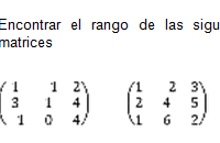 4. Encontrar el rango de las siguientes matrices