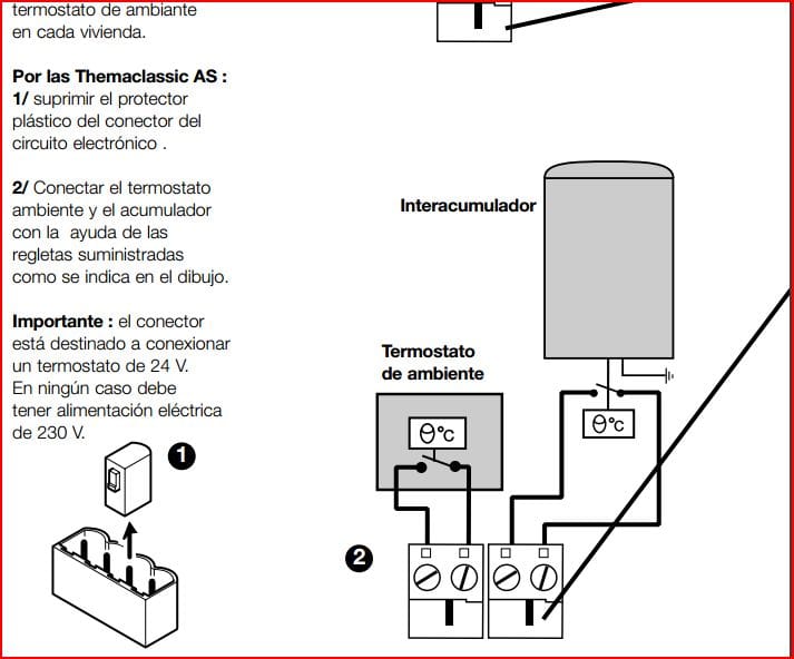 Instalación un termostato ambiente a una caldera themaclassic f 25 e