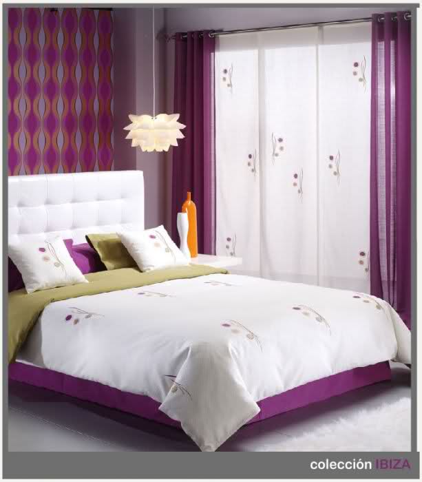 Color de colcha y cortinas para habitación Decoración