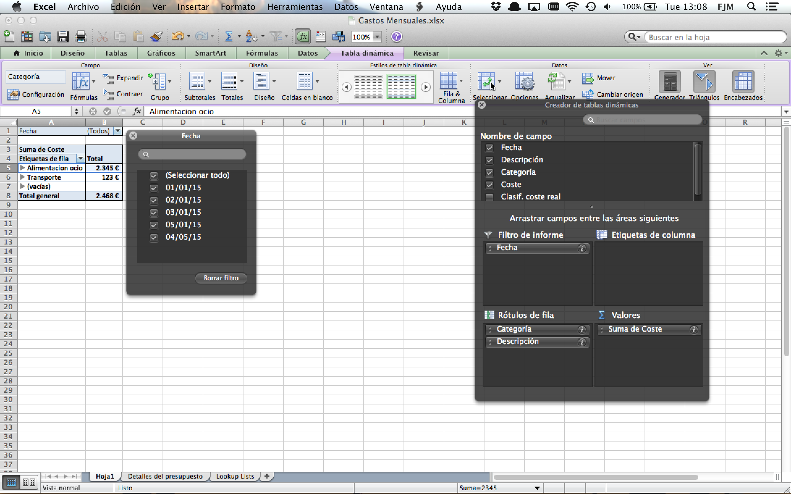 hacer forma en excel para mac