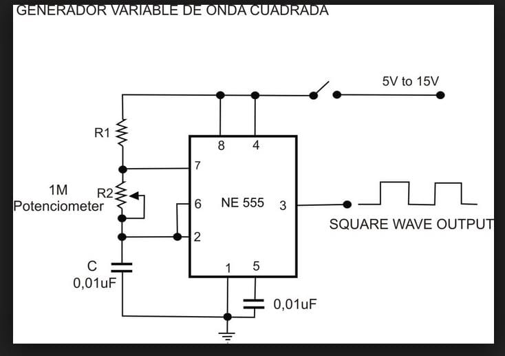 Circuito 555 variable calculo del potenciómetro - Ingeniería