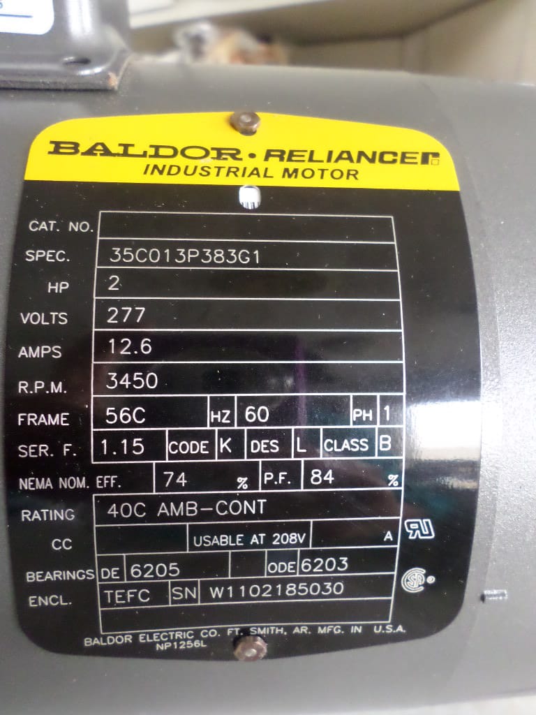 Motor electrico 2 hp 277voltios usable AT 208 1 face - Ingeniería