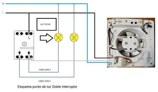 Conectar temporizador + pulsador + extractor de aire